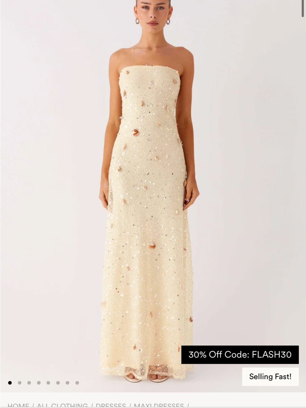 Peppermayo Orelli Strapless Ivory Sequin seashell Gown